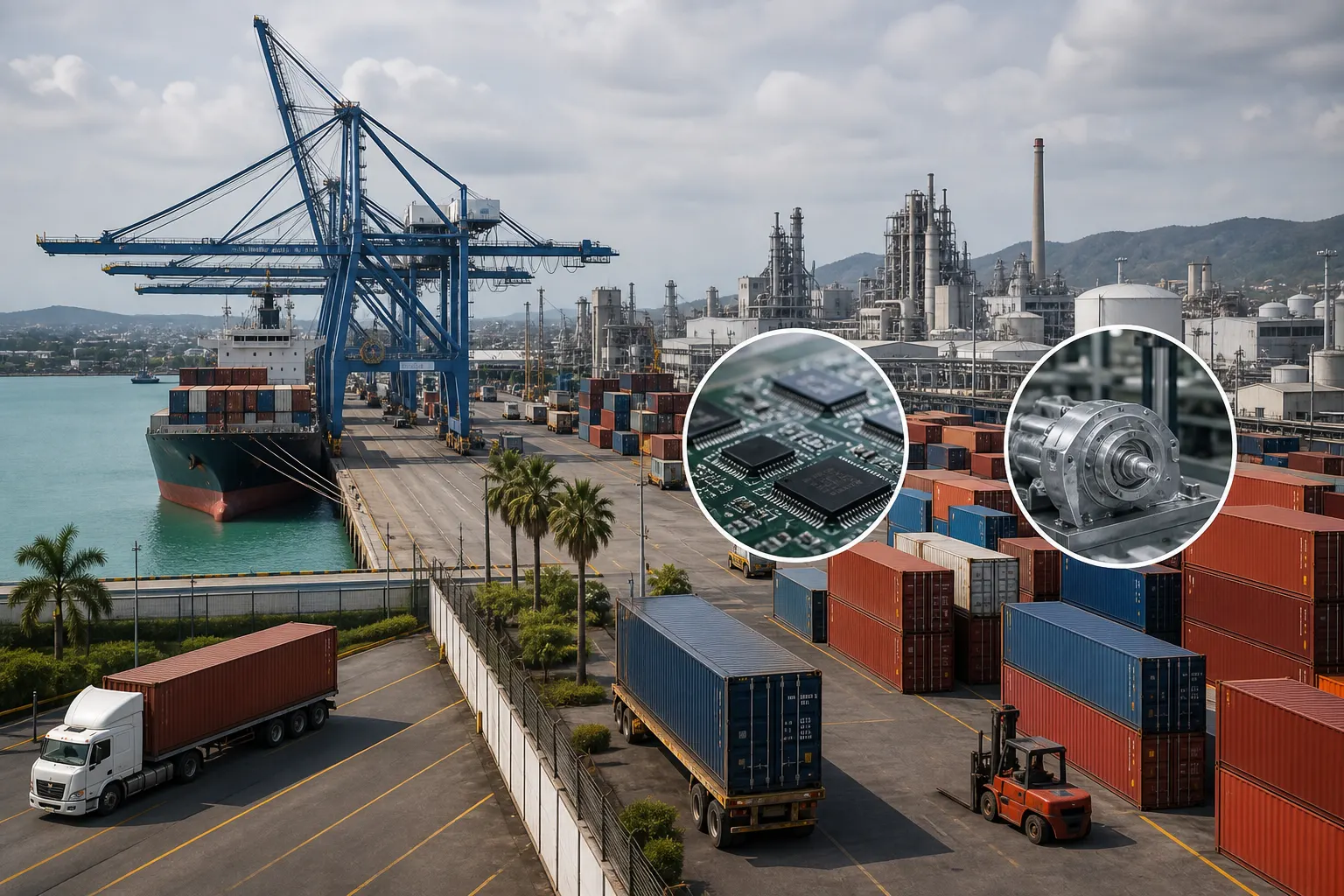 Contenedores y planta manufacturera en México como referencia de la balanza comercial de agosto de 2026