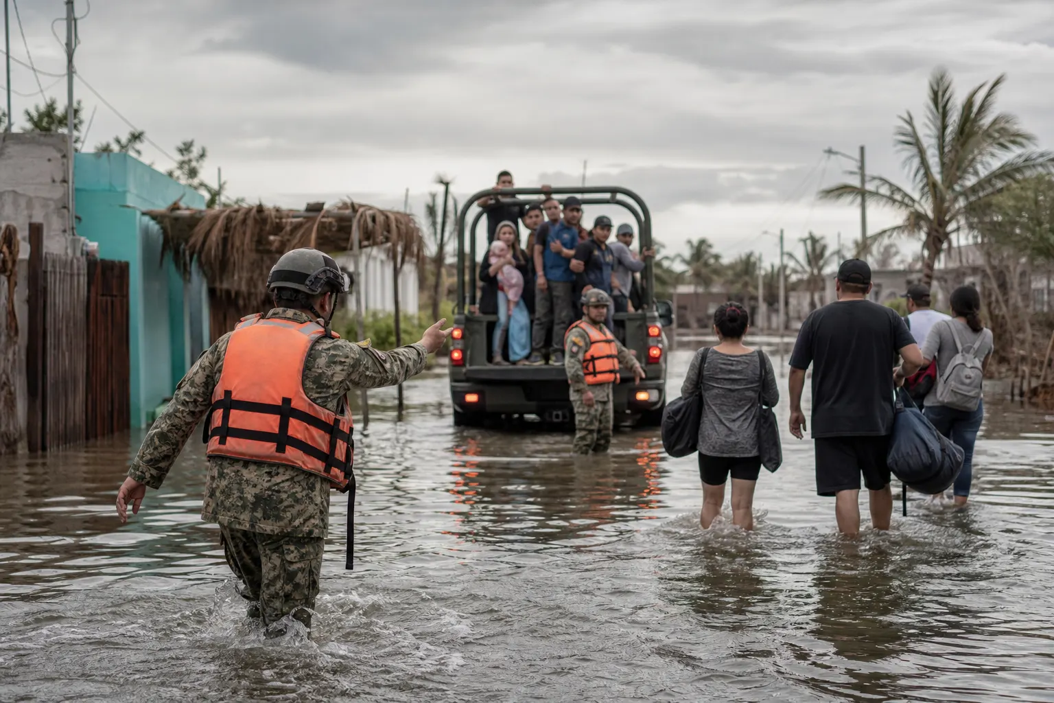 Inundaciones y respuesta de emergencia tras el paso del huracán Polo en Baja California Sur