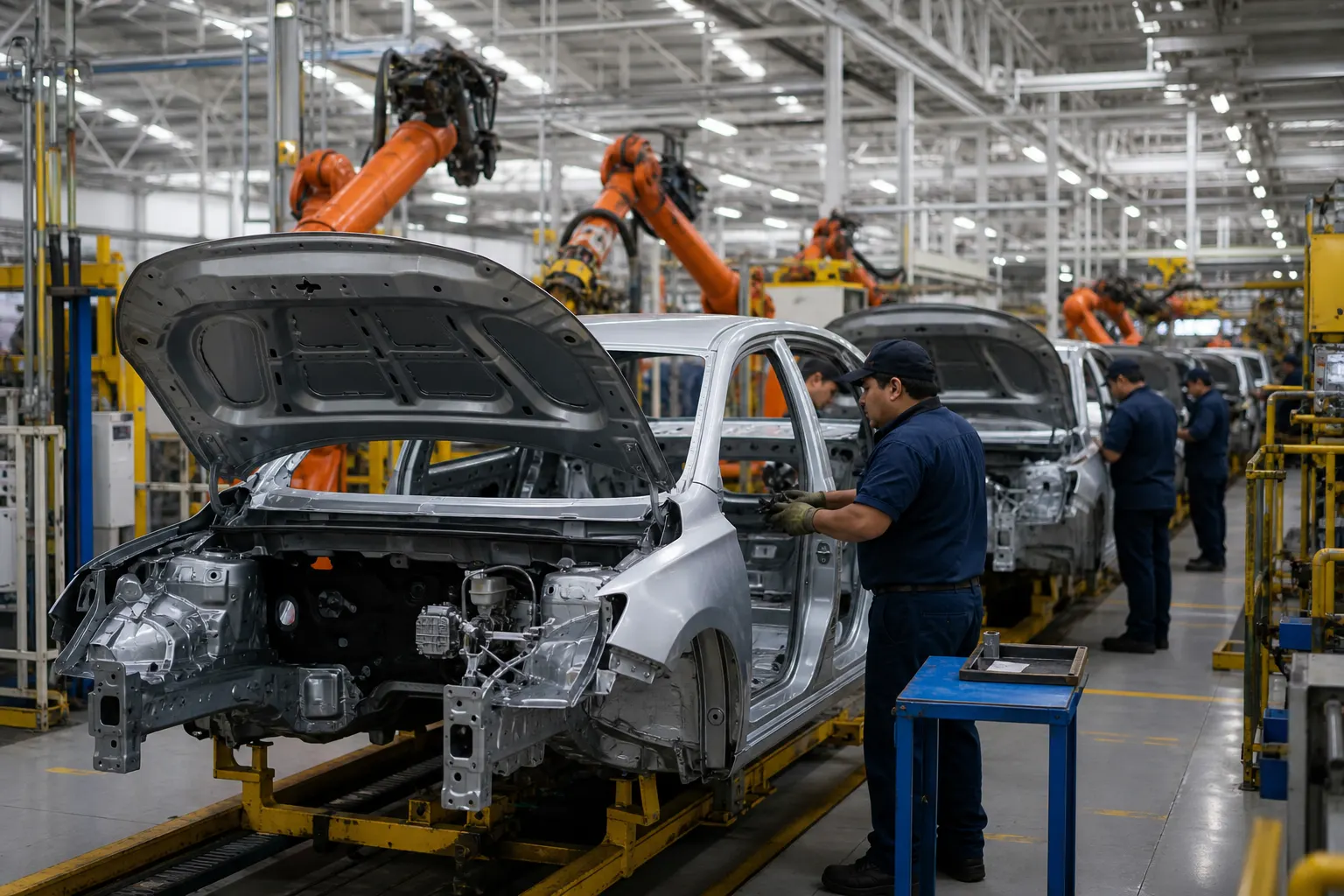 Línea de producción de vehículos ligeros en una planta automotriz de México