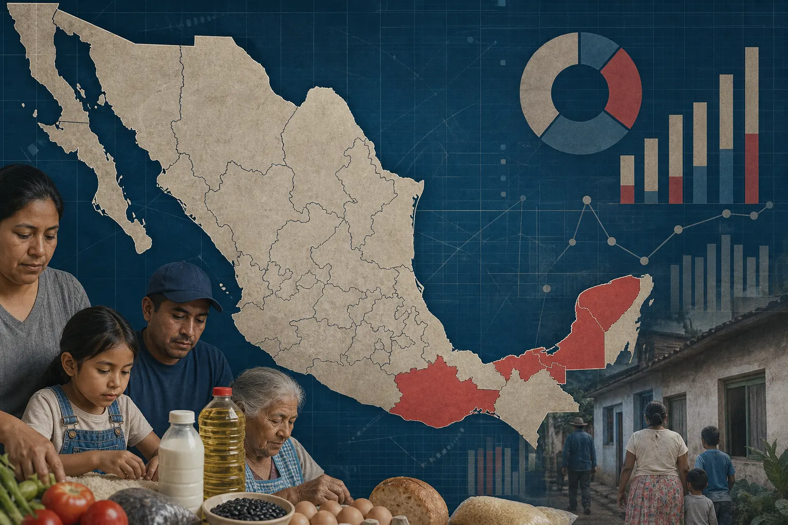 Mapa de México con brechas estatales en el acceso a alimentos según la EIC 2025