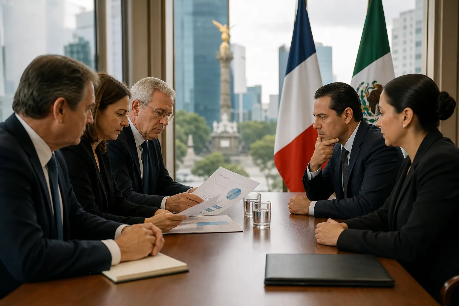 Delegación empresarial francesa durante reuniones de comercio e inversión en México