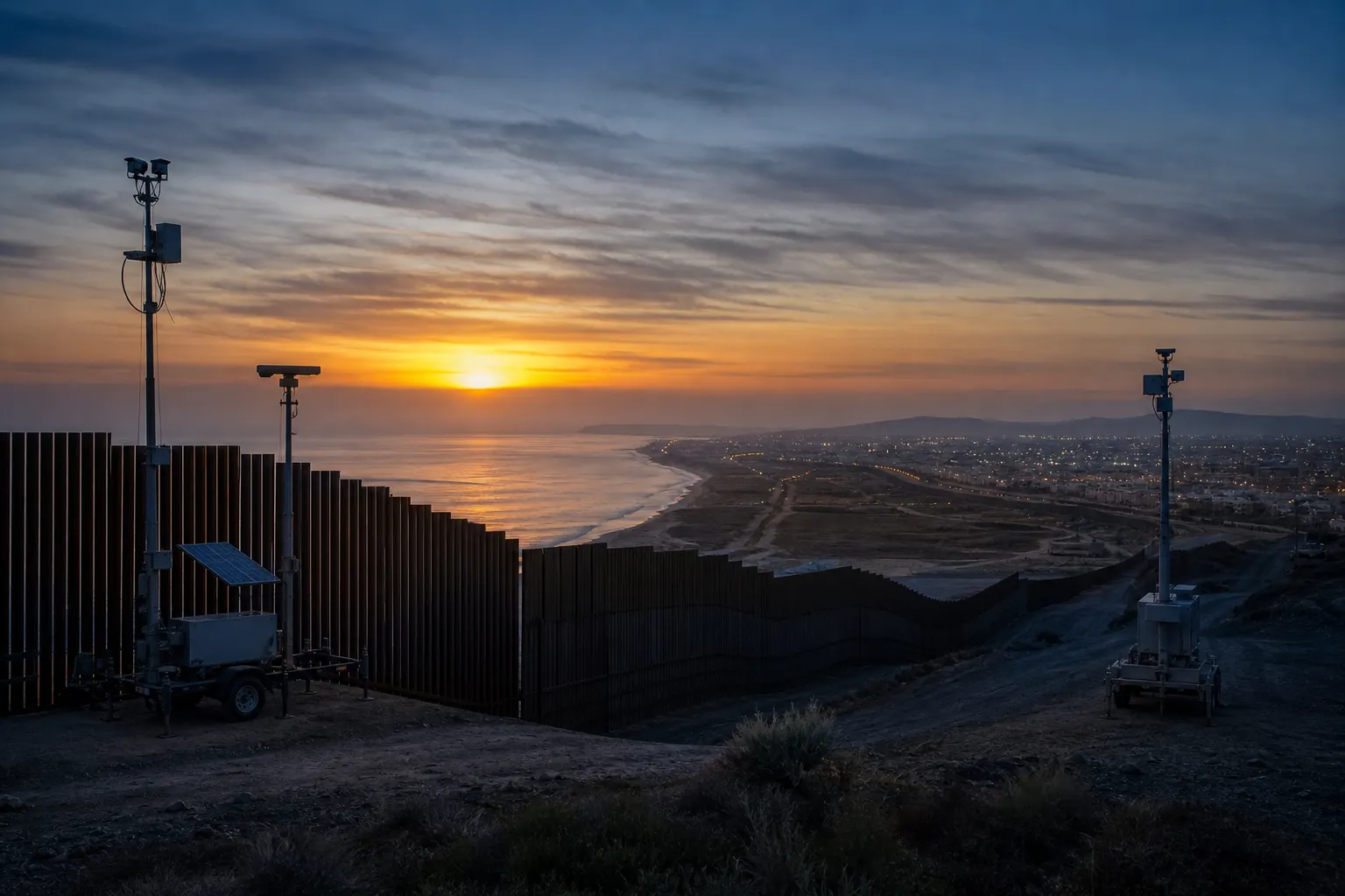Equipos de vigilancia antidrones en la frontera entre Tijuana y San Diego