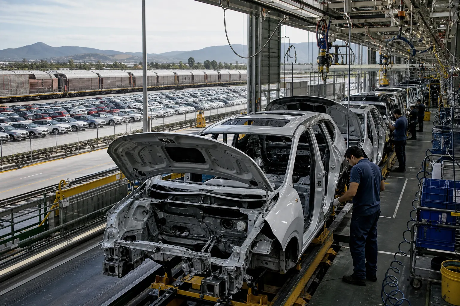 Línea de producción de vehículos ligeros en una planta automotriz de México