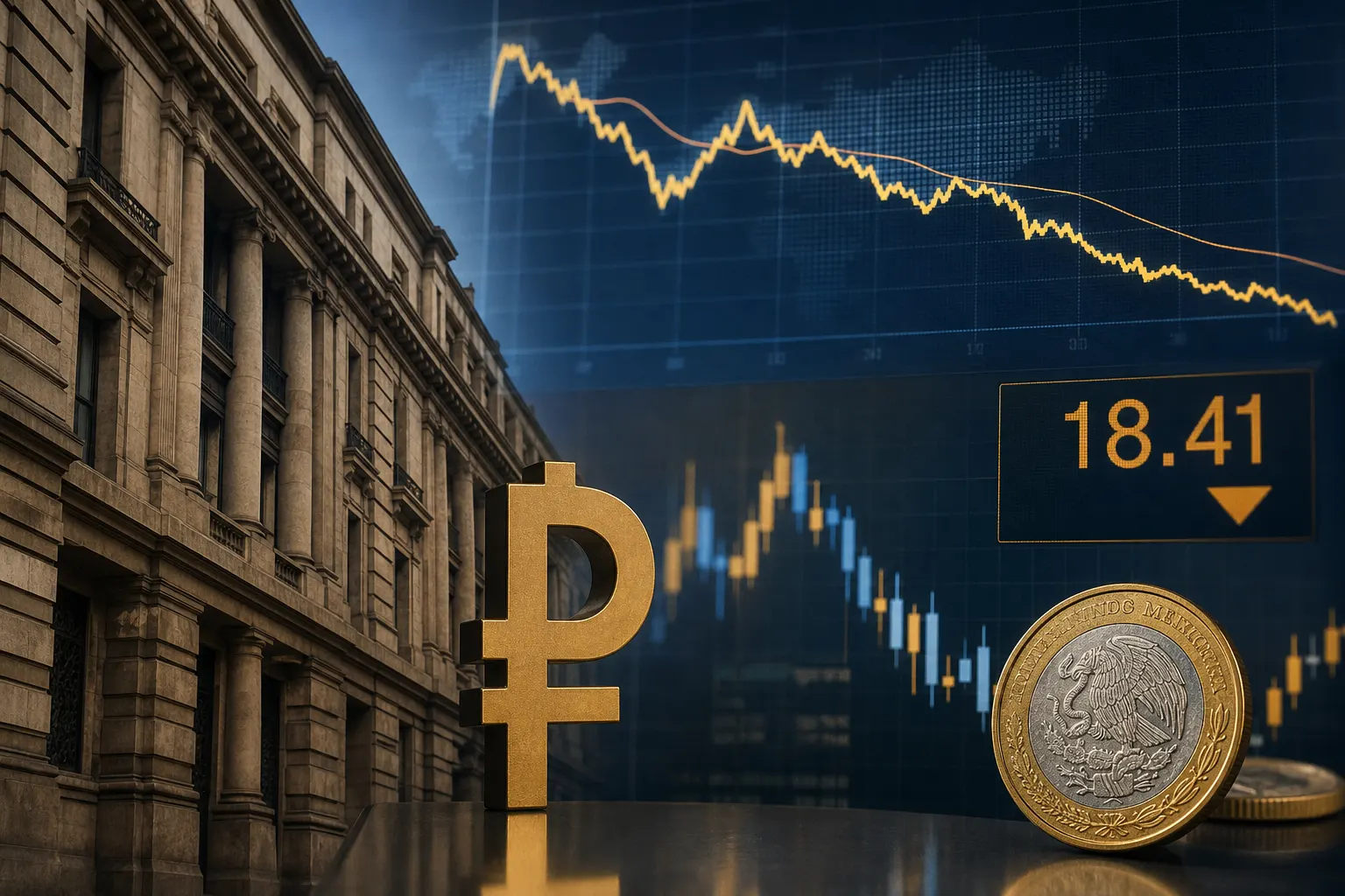 Minutas de Banxico abren la discusión sobre nuevos recortes mientras el peso cae a 18.41 por dólar
