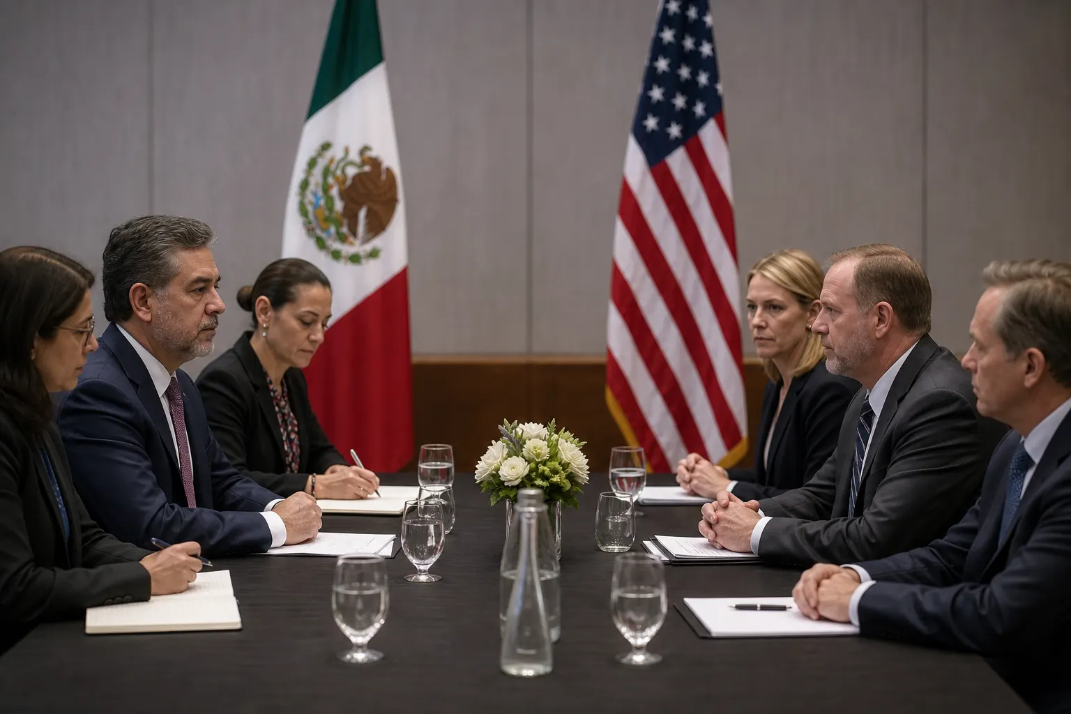 Marcelo Ebrard y Jamieson Greer durante la negociación arancelaria entre México y Estados Unidos en Milwaukee